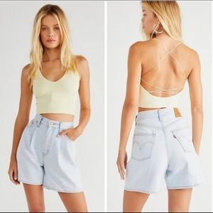 Levi's Ribcage Shorts Pleated Rigid Denim Jeans Wide Loose High Waisted